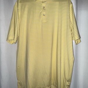Peter Millar Yellow and Gray Striped Polo Shirt